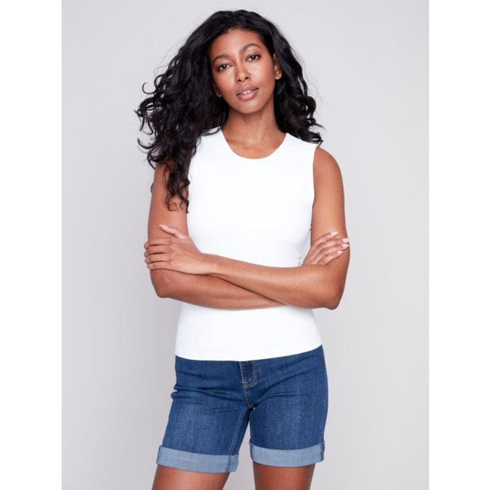 Charlie B - C1366PK-860B SLEEVELESS RIB TOP Tops