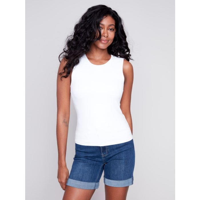 Charlie B - C1366PK-860B SLEEVELESS RIB TOP Tops