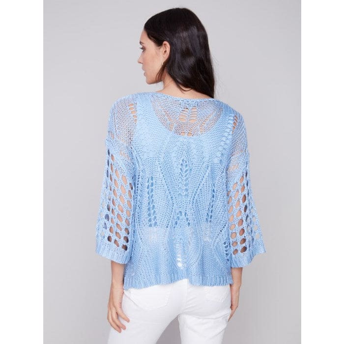 Charlie B - C2622 - 797B FANCY STITCH CROCHET SWEATER Tops