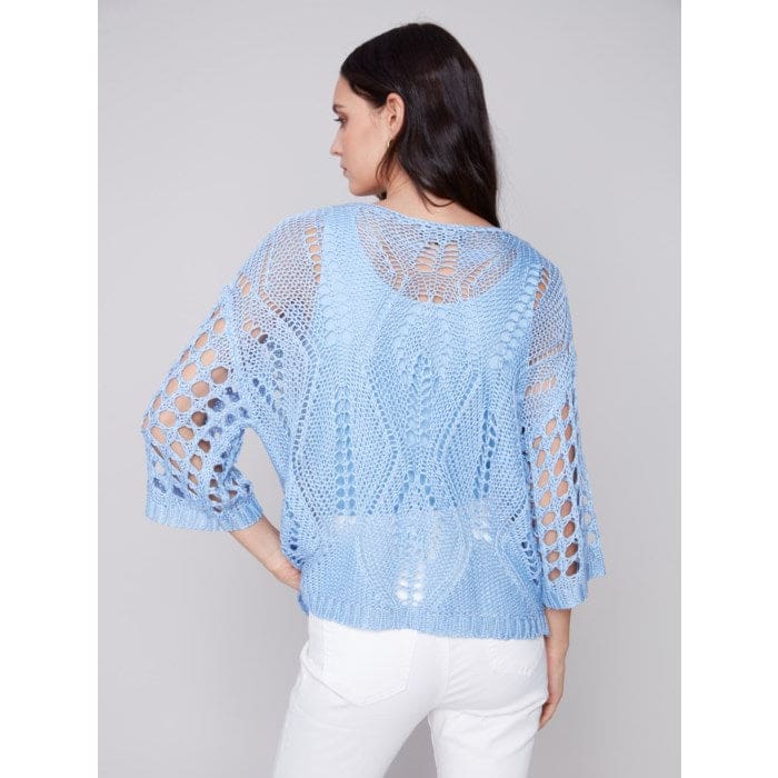 Charlie B - C2622 - 797B FANCY STITCH CROCHET SWEATER Tops