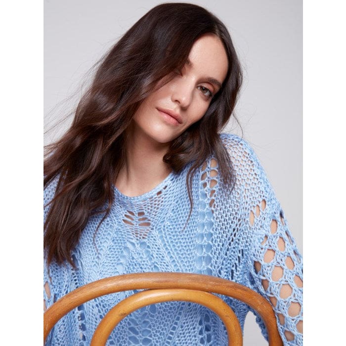 Charlie B - C2622 - 797B FANCY STITCH CROCHET SWEATER Tops