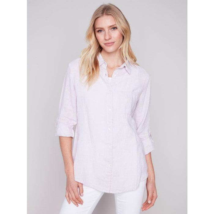 Charlie B - C4542 - 844C LONG LINEN SHIRT Tops