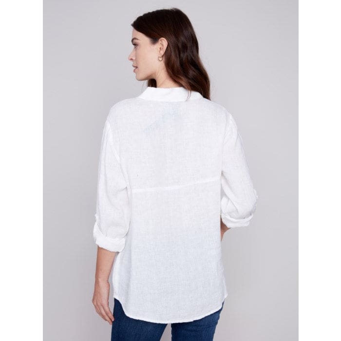 Charlie B - C4542 - 844C LONG LINEN SHIRT Tops