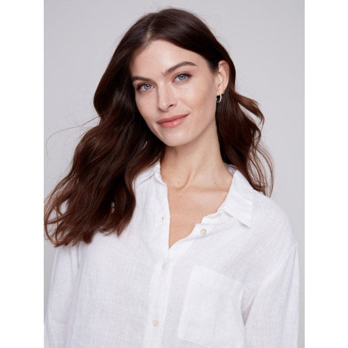 Charlie B - C4542 - 844C LONG LINEN SHIRT Tops