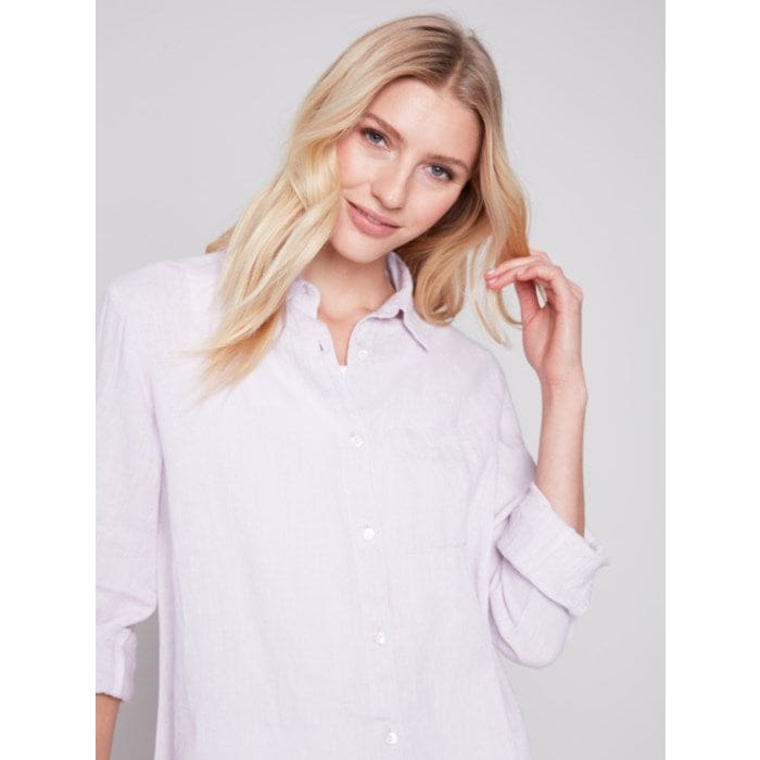 Charlie B - C4542 - 844C LONG LINEN SHIRT Tops