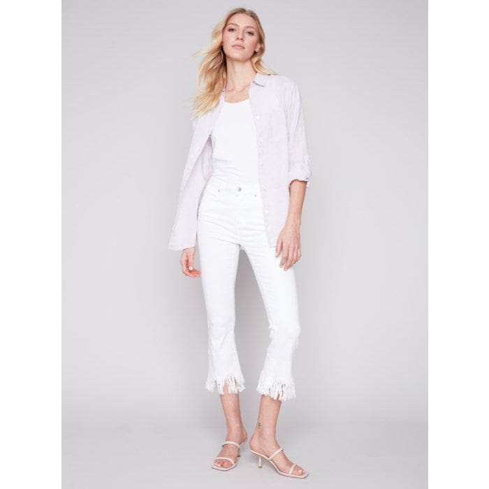 Charlie B - C4542 - 844C LONG LINEN SHIRT Tops