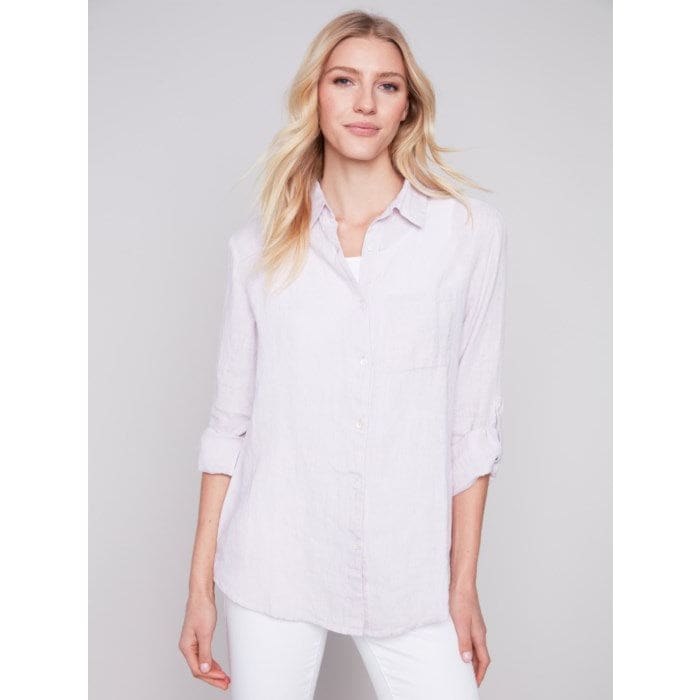 Charlie B - C4542 - 844C LONG LINEN SHIRT Tops