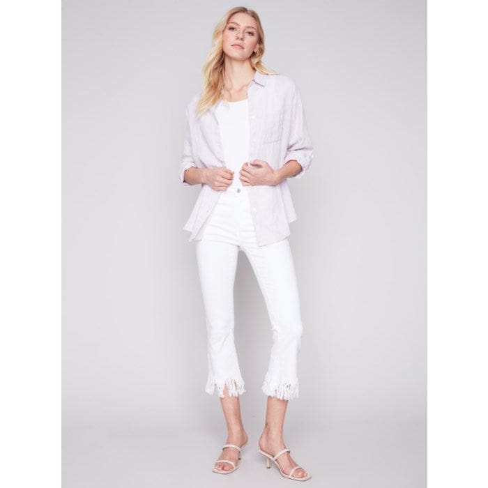 Charlie B - C4542 - 844C LONG LINEN SHIRT Tops