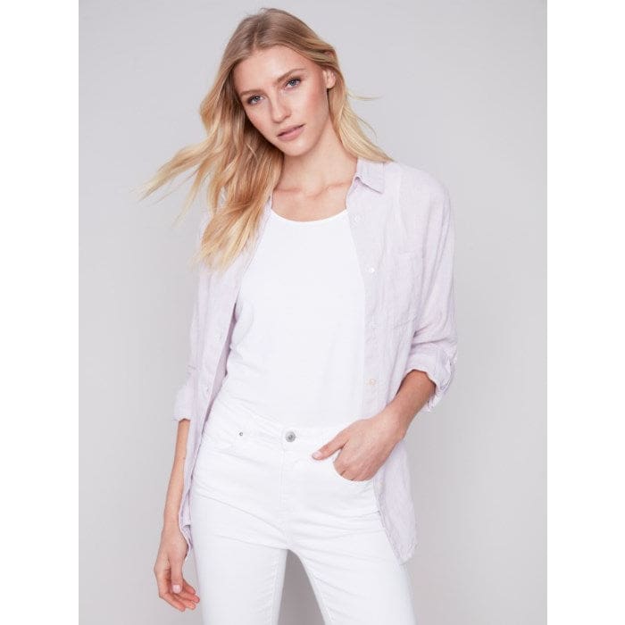 Charlie B - C4542 - 844C LONG LINEN SHIRT Tops
