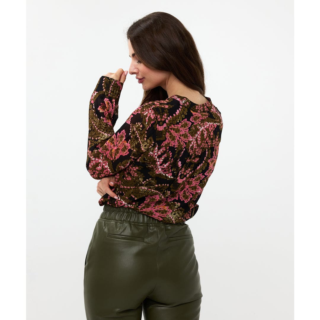 ESQUALO - F2414505 BLOUSE V-NECK GLOBAL FLOWER - Tops