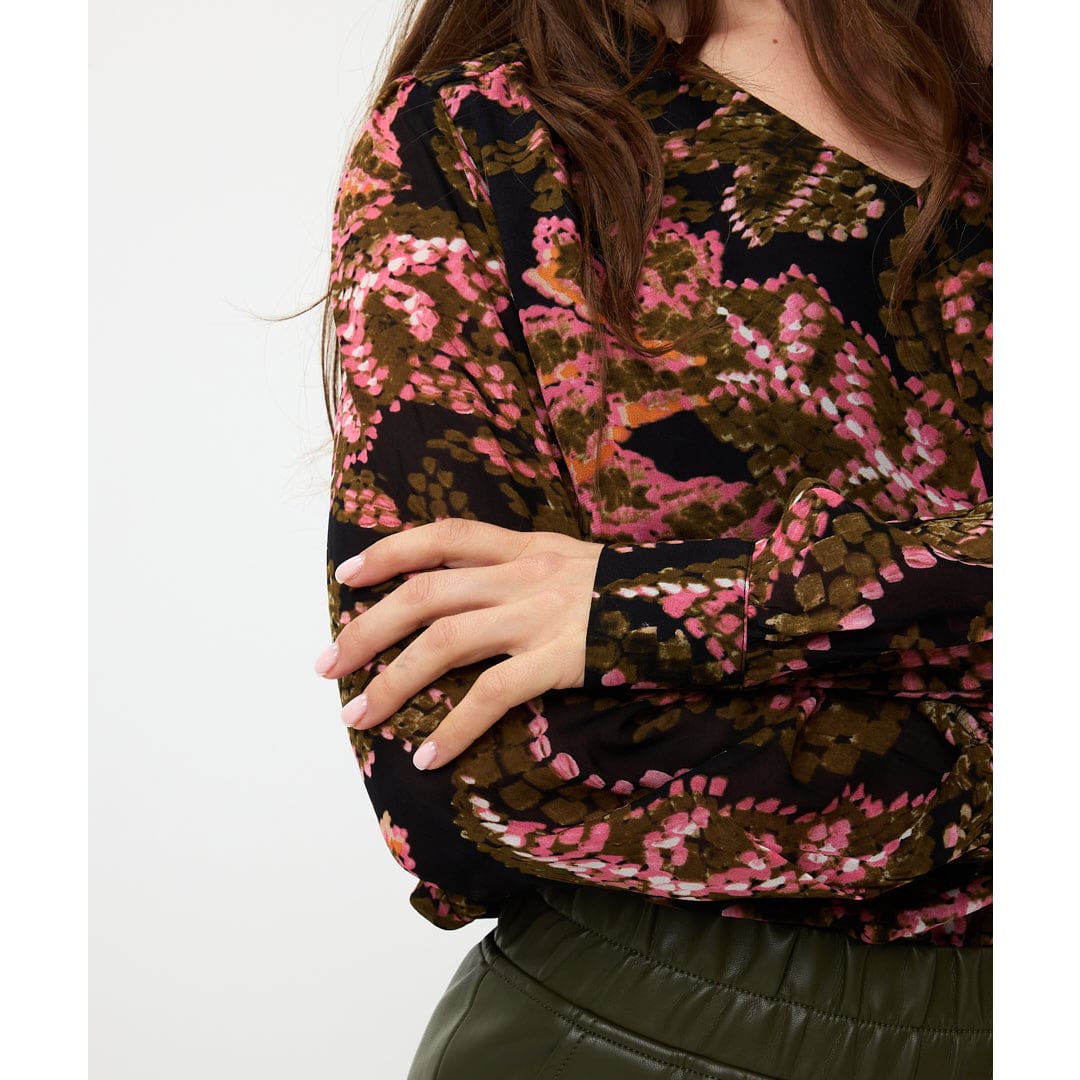 ESQUALO - F2414505 BLOUSE V-NECK GLOBAL FLOWER - Tops