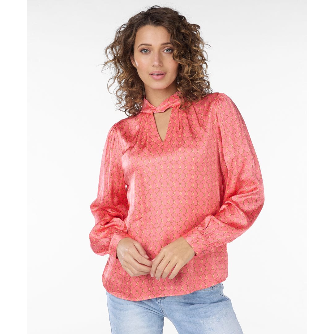 ESQUALO - SP2414002 BLOUSE FRONT TIE MINI CHAIN Tops