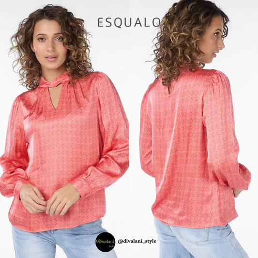 ESQUALO - SP2414002 BLOUSE FRONT TIE MINI CHAIN Tops