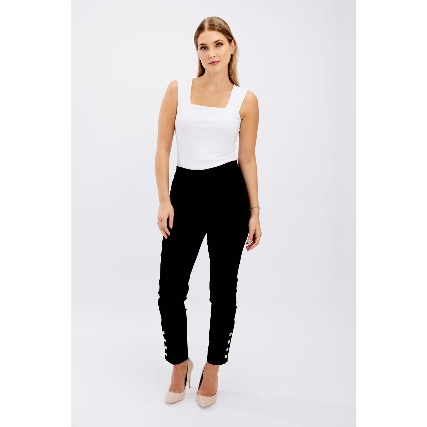 Frank Lyman - 246244U BUTTON DETAIL SLIM LEG PANTS