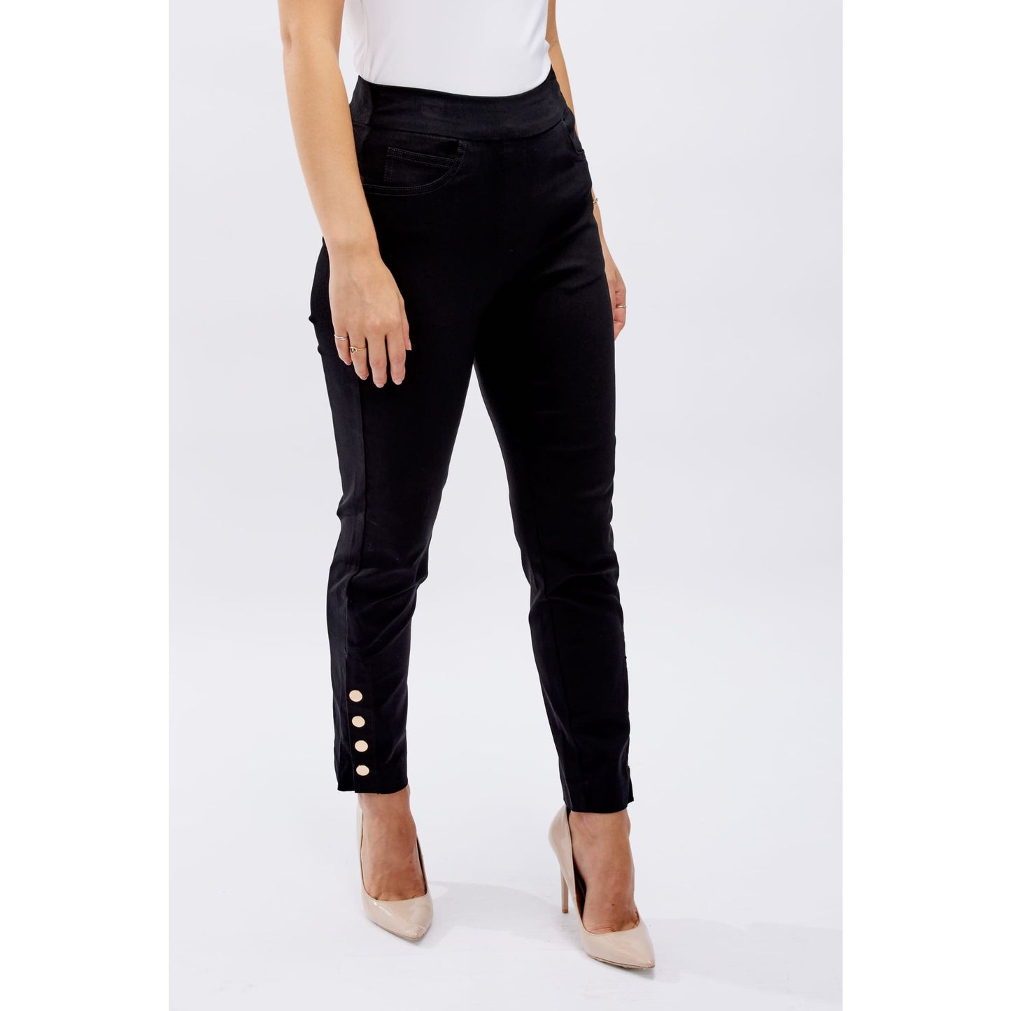 Frank Lyman - 246244U BUTTON DETAIL SLIM LEG PANTS