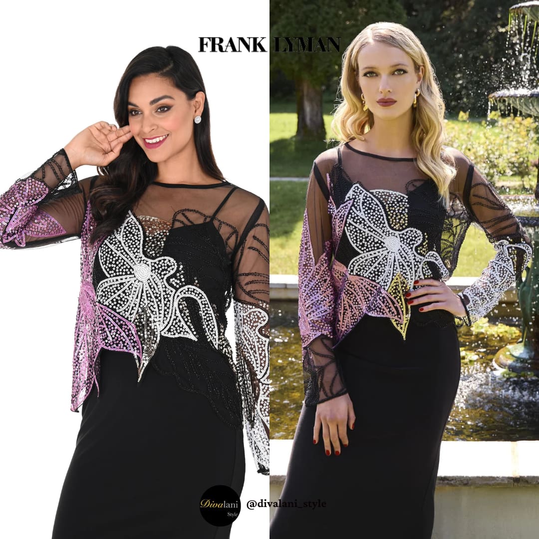 Frank Lyman - 248217U EMBELLISHED FLORAL SEQUIN TOP - Tops