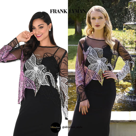 Frank Lyman - 248217U EMBELLISHED FLORAL SEQUIN TOP - Tops