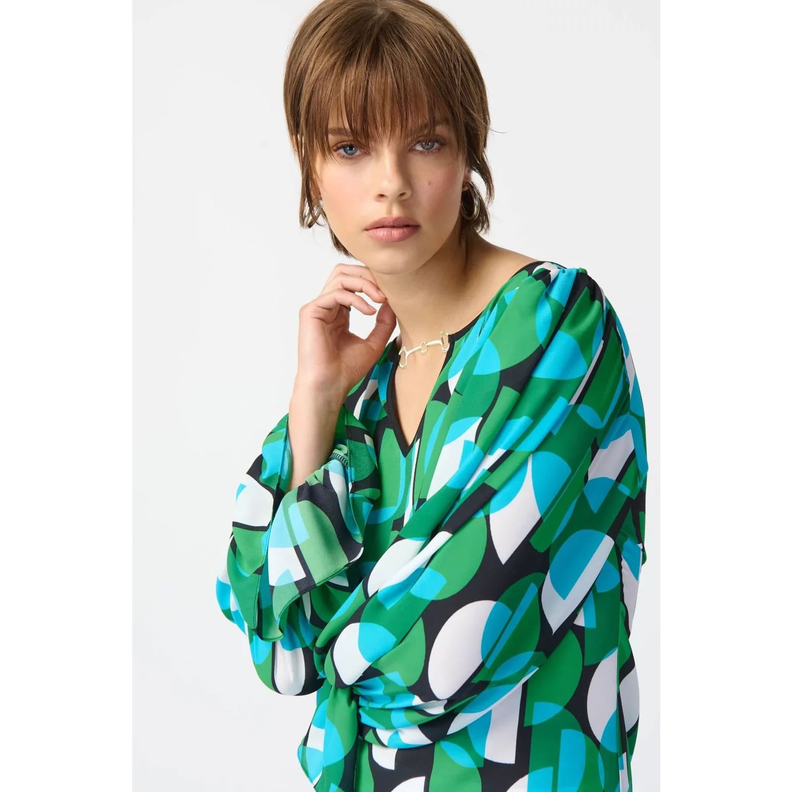 Joseph Ribkoff - 241116 GEOMETRIC PRINT GEORGETTE TOP - Tops