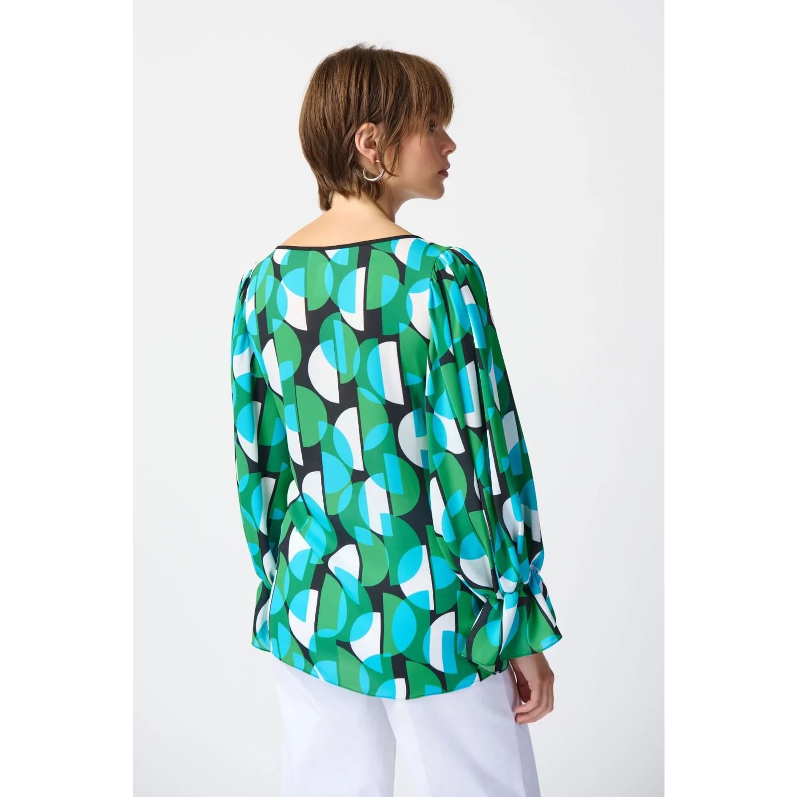 Joseph Ribkoff - 241116 GEOMETRIC PRINT GEORGETTE TOP - Tops