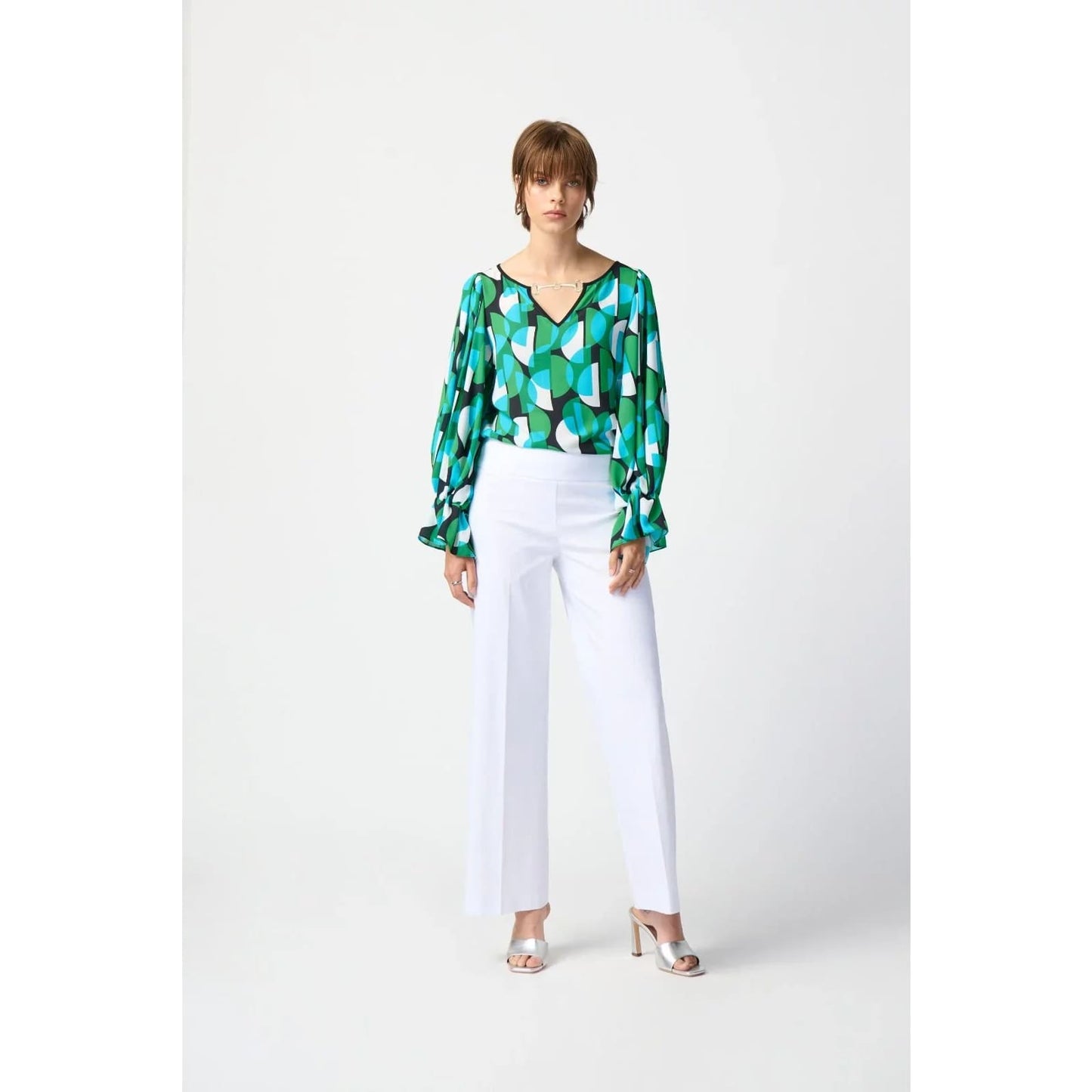 Joseph Ribkoff - 241116 GEOMETRIC PRINT GEORGETTE TOP - Tops