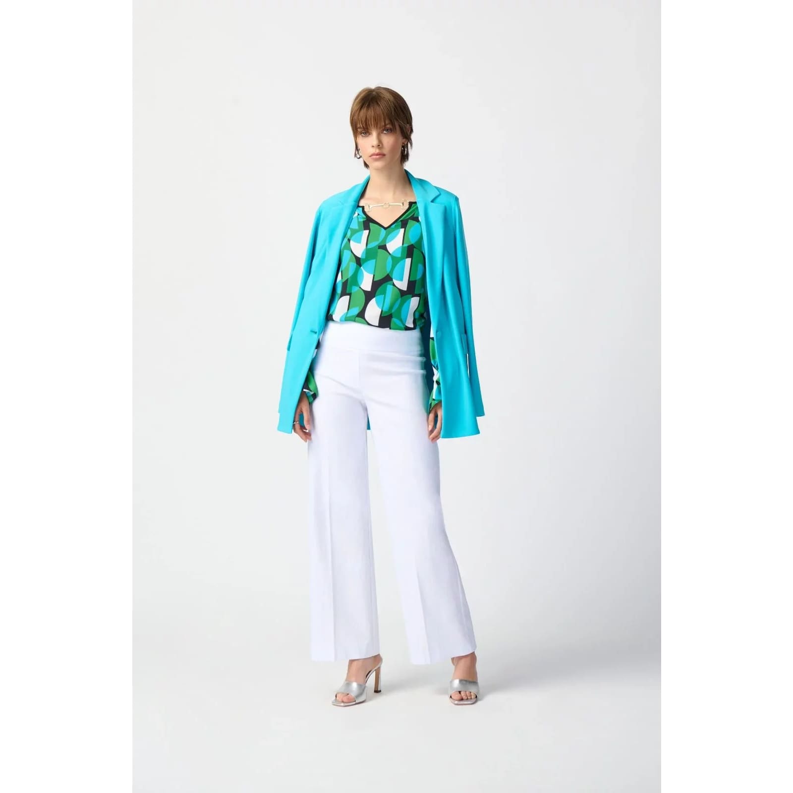Joseph Ribkoff - 241116 GEOMETRIC PRINT GEORGETTE TOP - Tops