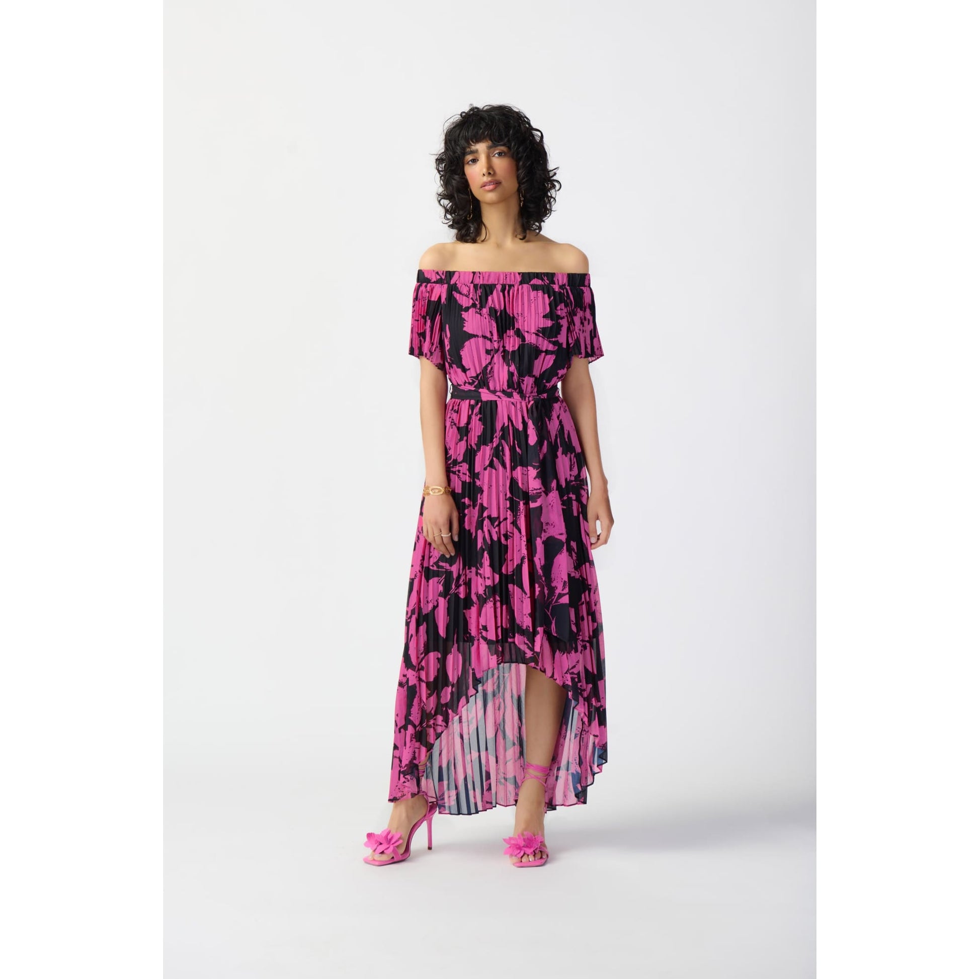 Joseph Ribkoff - 241908 OFF-SHOULDER FLORAL & PLEATED DRESS Dresses