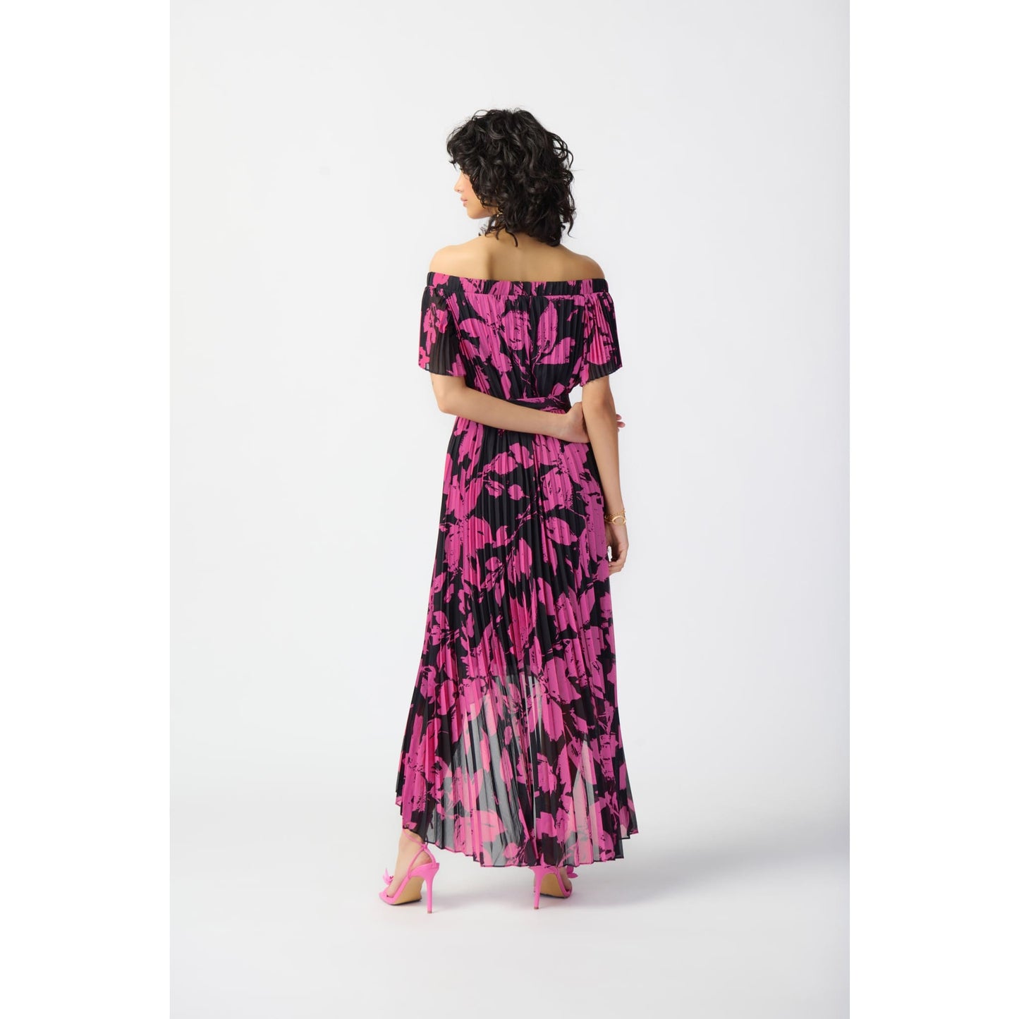 Joseph Ribkoff - 241908 OFF-SHOULDER FLORAL & PLEATED DRESS Dresses