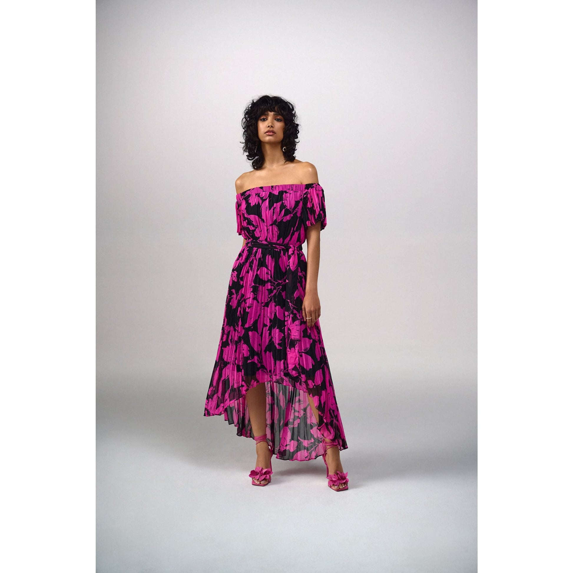 Joseph Ribkoff - 241908 OFF-SHOULDER FLORAL & PLEATED DRESS Dresses