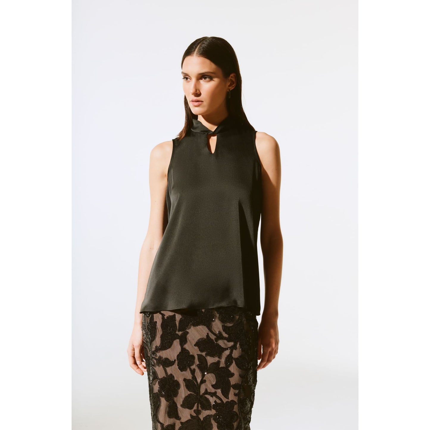 Joseph Ribkoff - 243792 SATIN SLEEVELESS KEYHOLE - Tops