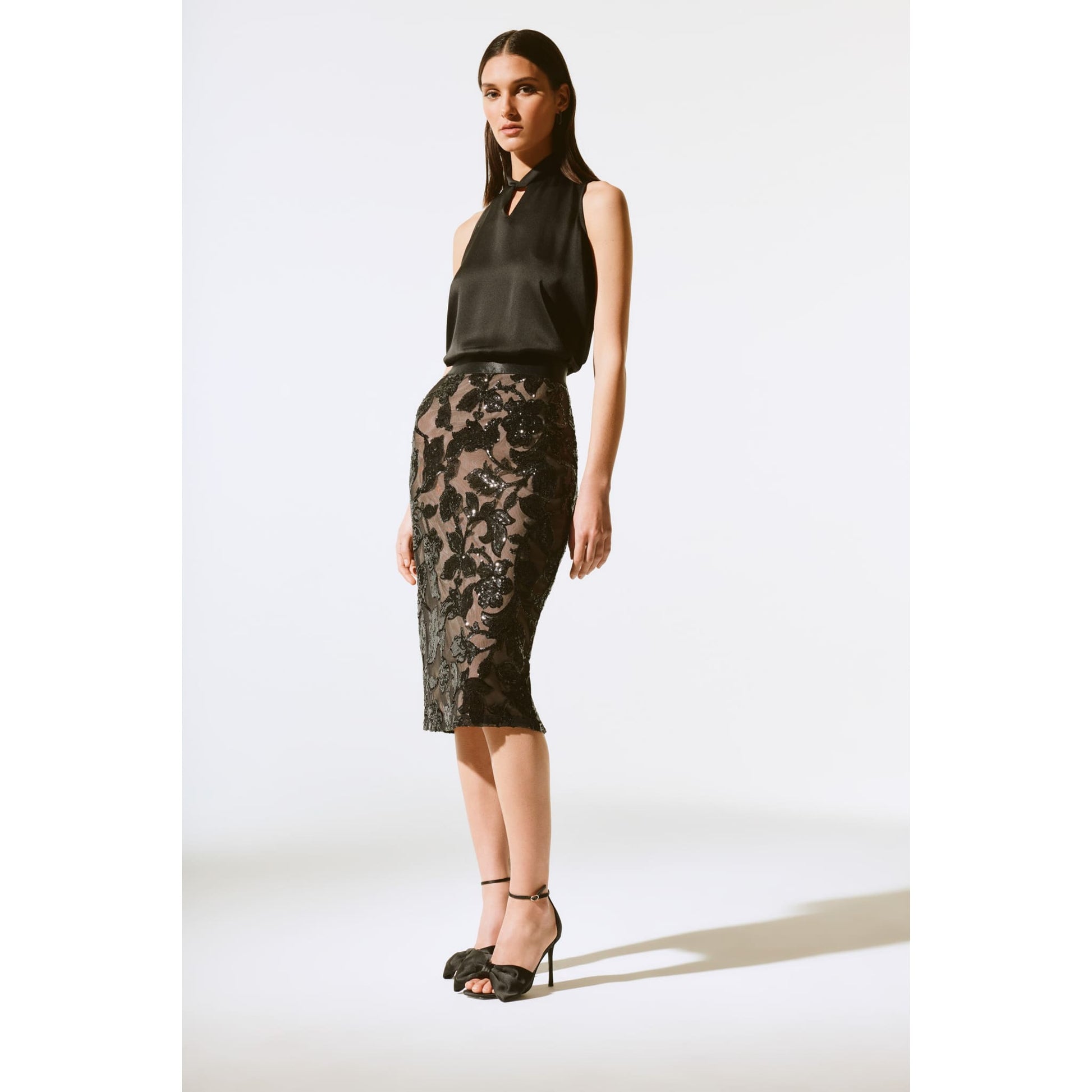 Joseph Ribkoff - 243792 SATIN SLEEVELESS KEYHOLE - Tops