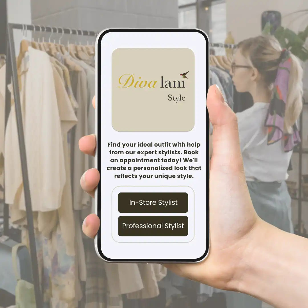 Smartphone displaying a fashion stylist app.