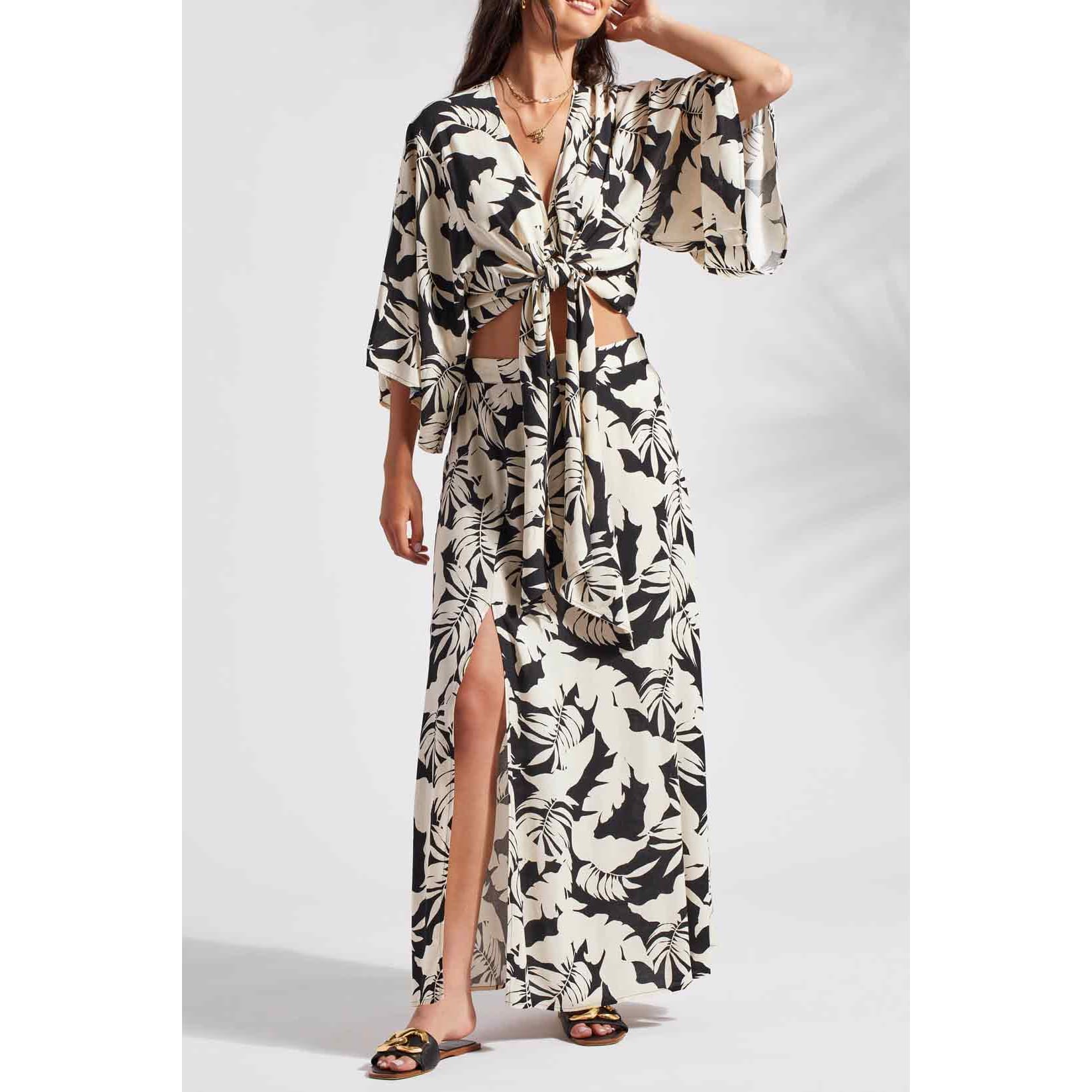 Tribal - 1650XX-3880 KIMONO TOP WITH FRONT TIE Tops