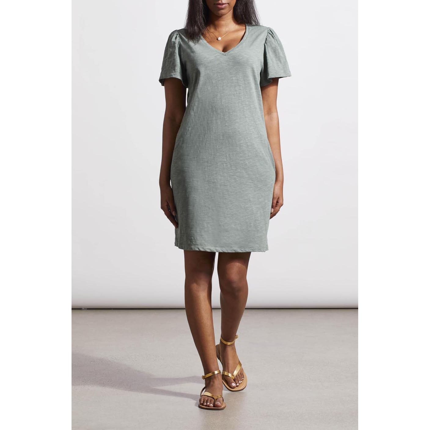 Tribal - 1658O-3223 FLUTTER SLEEVE V-NECK DRESS