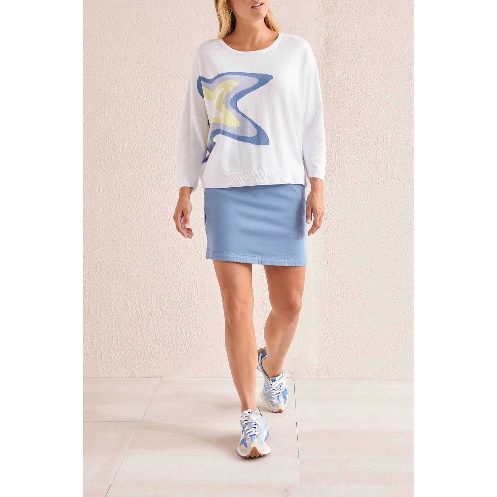 Tribal - 1693O-6018 3/4 SLEEVE SCOOP NECK SWEATER WITH STAR INTARSIA Tops