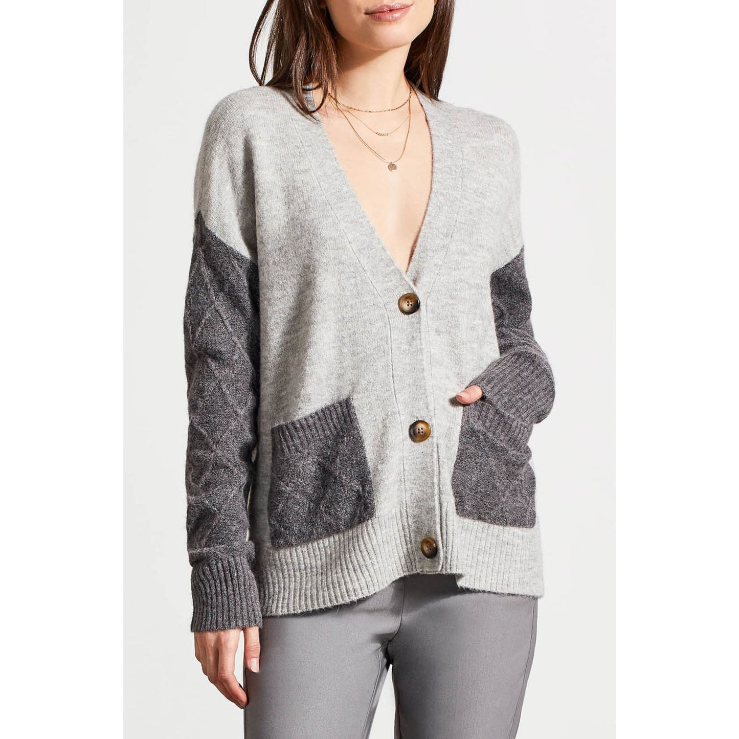 Tribal - 1969O-3166 LONG SLEEVE SWEATER CARDIGAN - Jackets and Coats