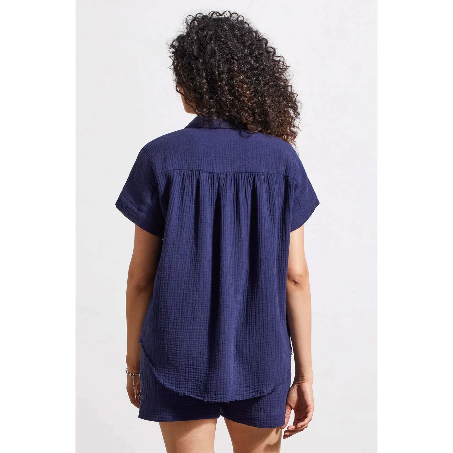 Tribal - 5345O-4555 SHORT SLEEVE SHIRT WITH RAW EDGE HEM Tops