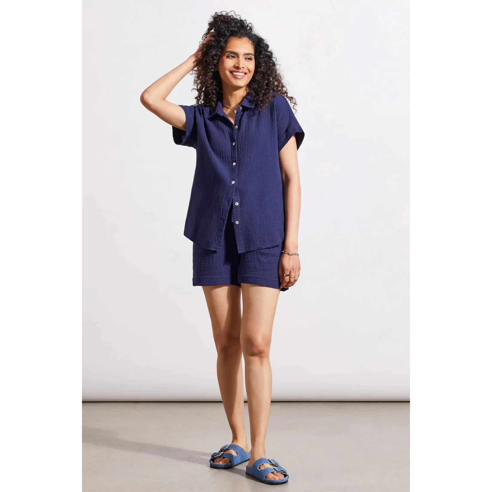 Tribal - 5345O-4555 SHORT SLEEVE SHIRT WITH RAW EDGE HEM Tops