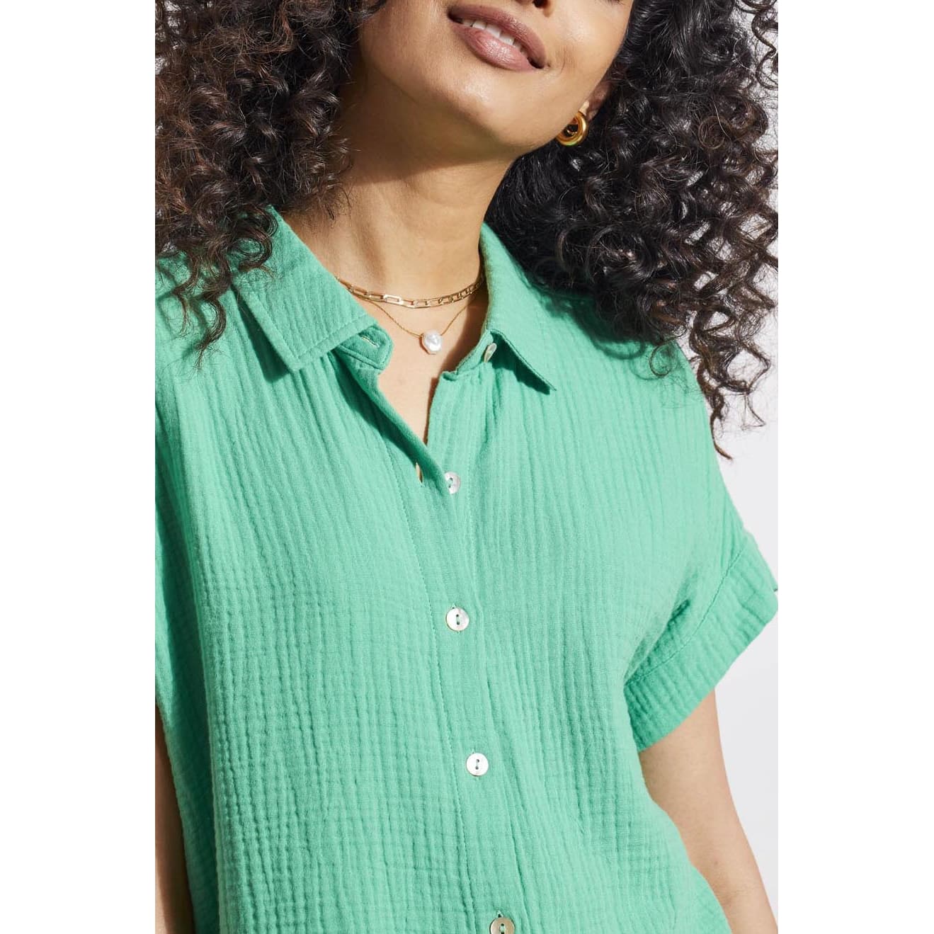 Tribal - 5345O-4555 SHORT SLEEVE SHIRT WITH RAW EDGE HEM Tops