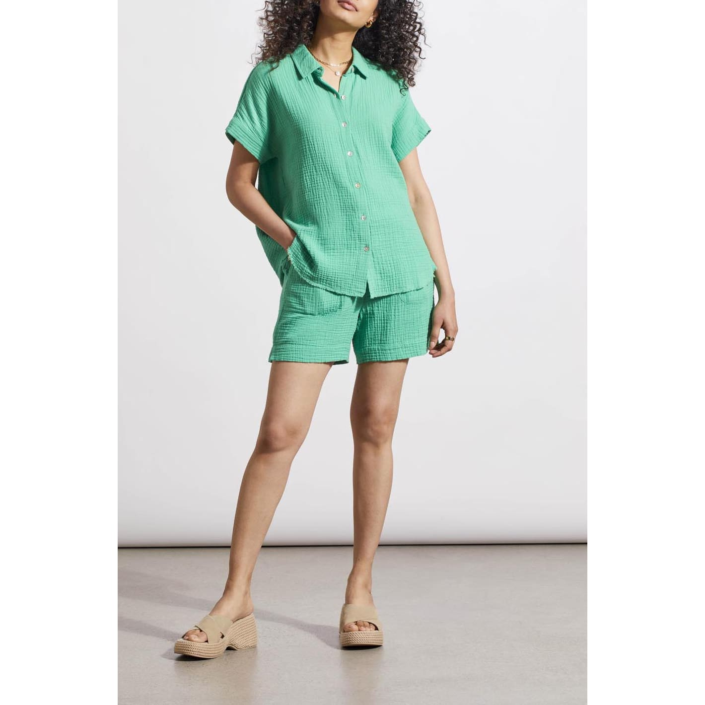 Tribal - 5345O-4555 SHORT SLEEVE SHIRT WITH RAW EDGE HEM Tops