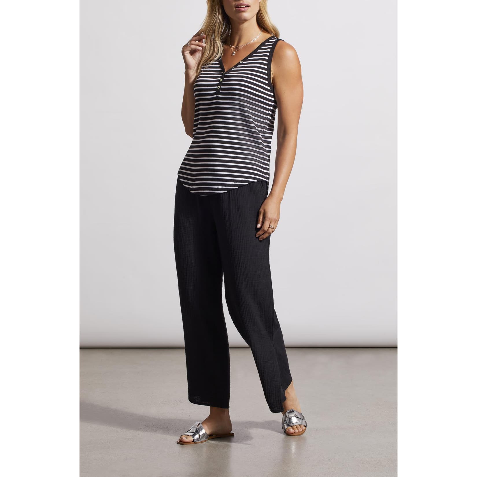 Tribal - 5361O - 4924 HENLEY TANK TOP WITH BUTTON Tops