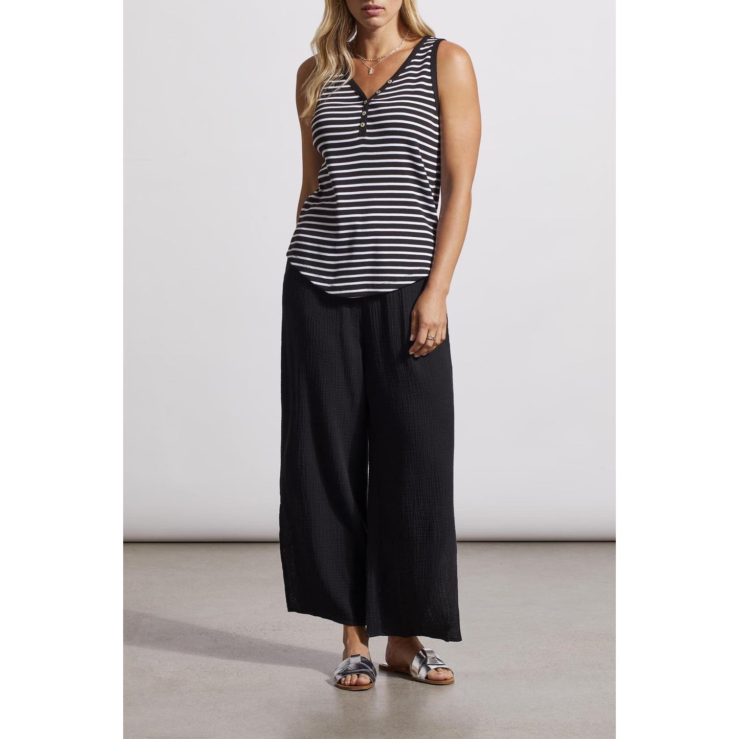 Tribal - 5361O - 4924 HENLEY TANK TOP WITH BUTTON Tops