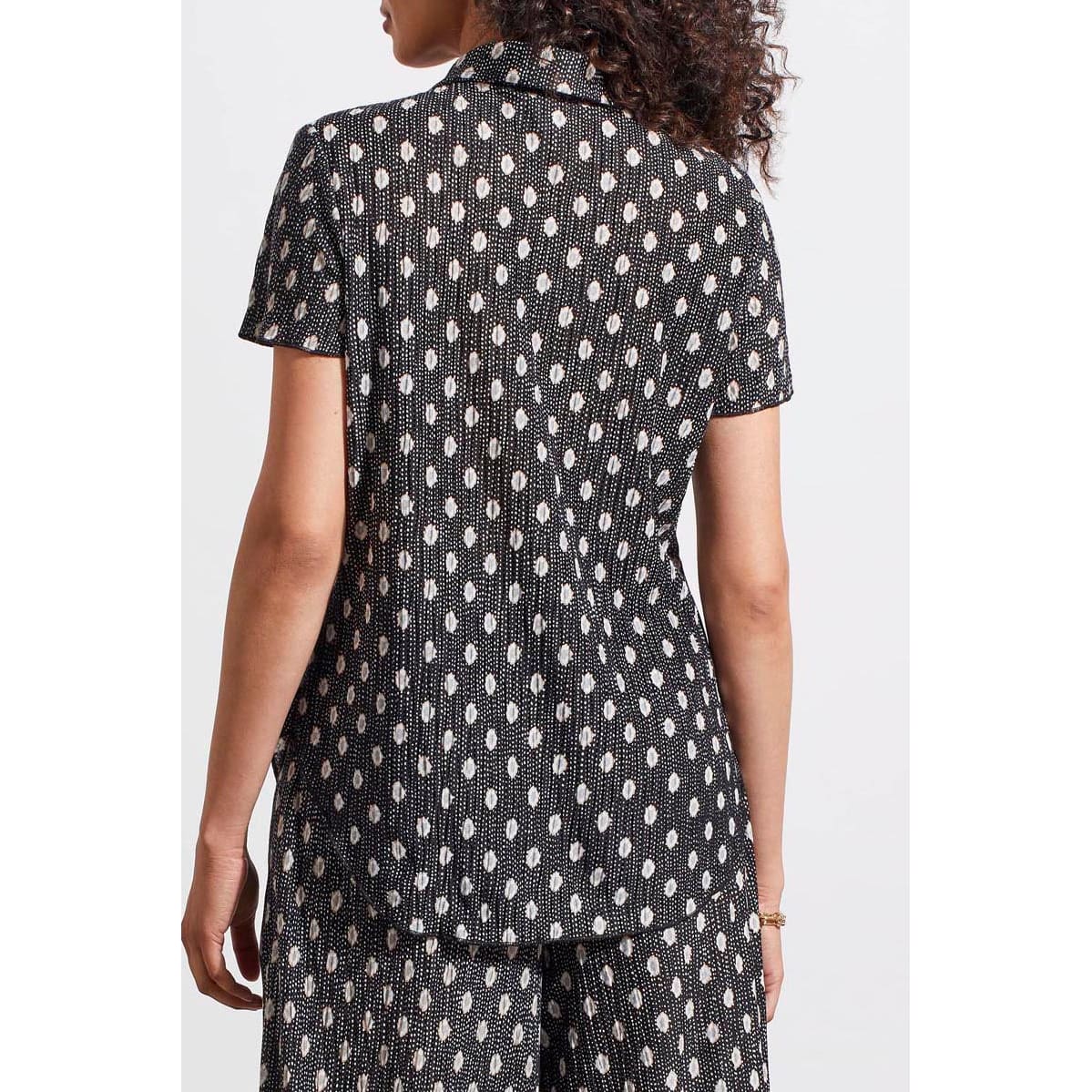 Tribal - 5368O - 4927 SHORT SLEEVE BUTTON DOWN KNIT SHIRT WITH SHIRRING DETAIL Tops