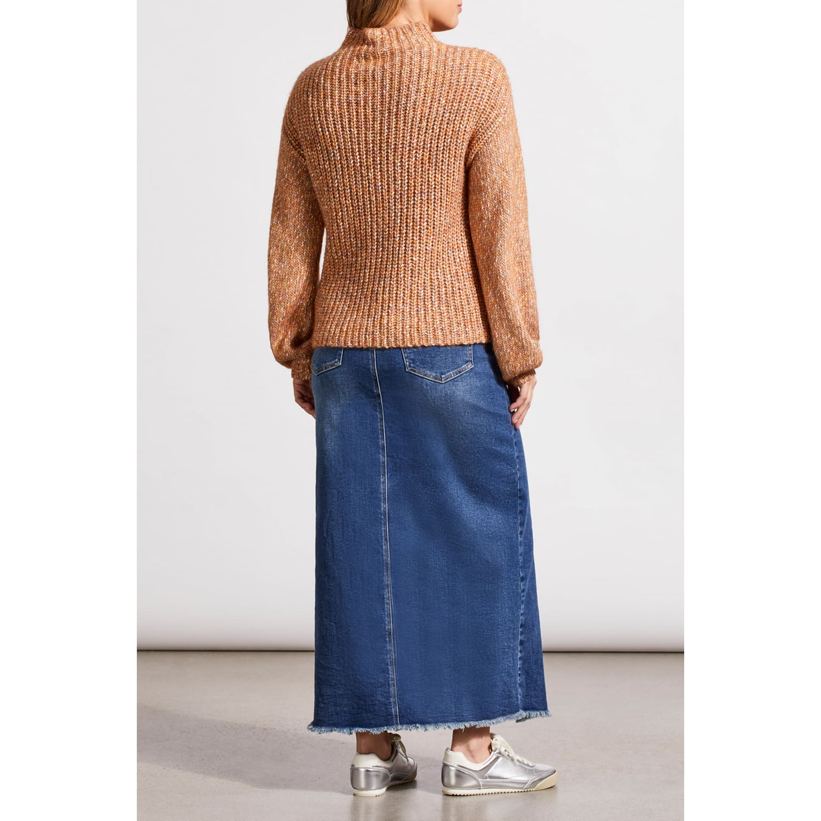 Tribal - 5583O-4846 FUNNEL NECK OVERSIZE SWEATER IN ALMOND - Jackets and Coats