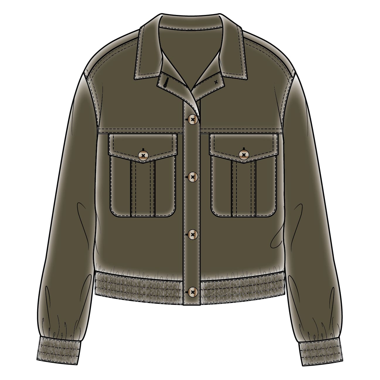 Tribal - 5658O-4020 CASUAL JACKET WITH ELASTIC WAIST - OLIVE - Jackets and Coats