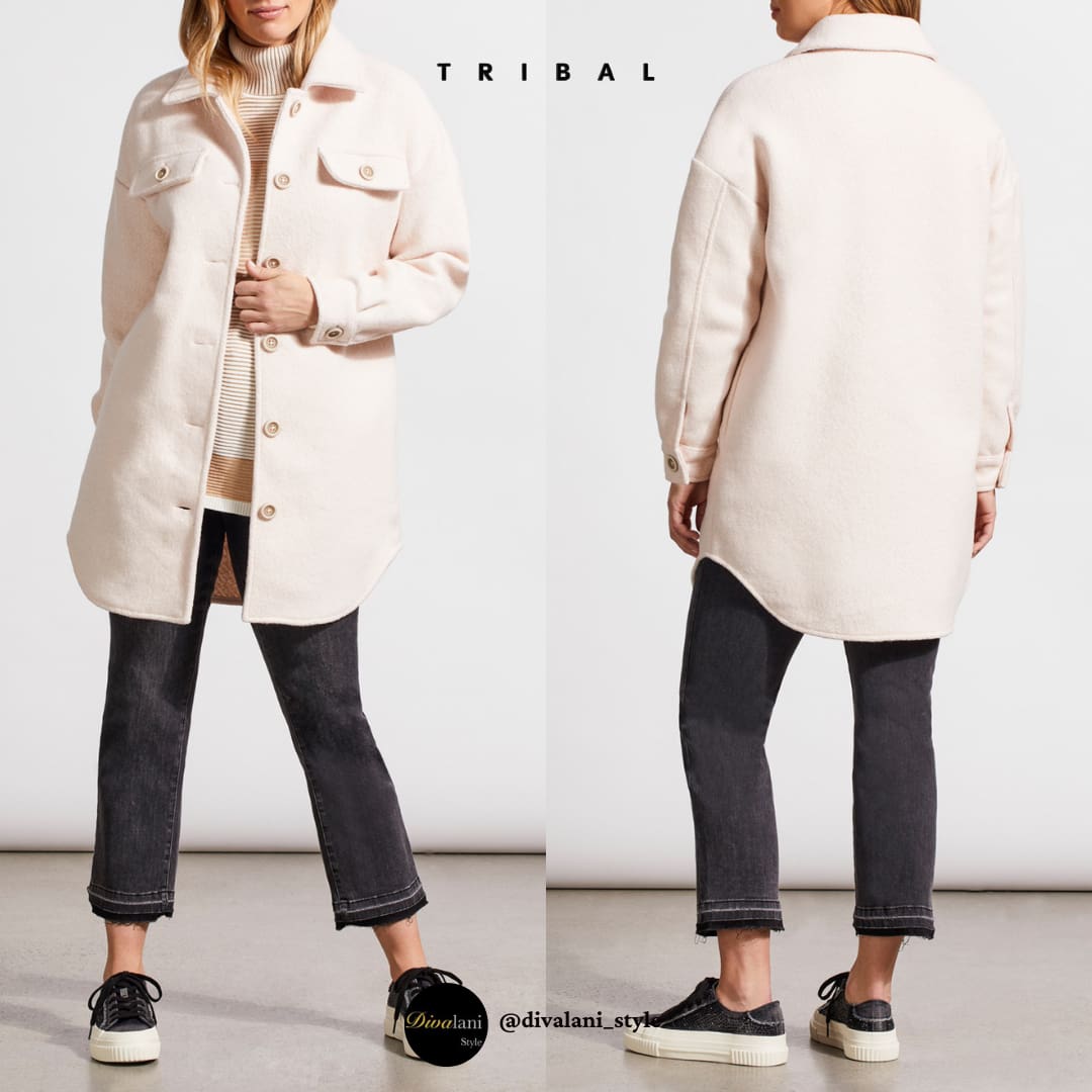 Tribal - 7909O-4856 BOILED WOOL JACKET WITH POCKETS - Jackets and Coats