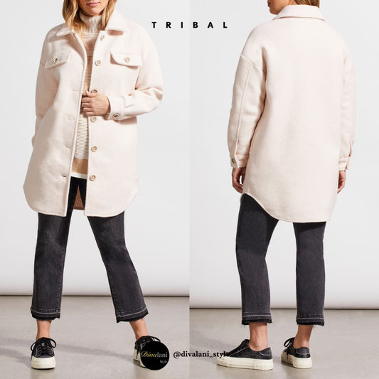 Tribal - 7909O-4856 BOILED WOOL JACKET WITH POCKETS - Jackets and Coats