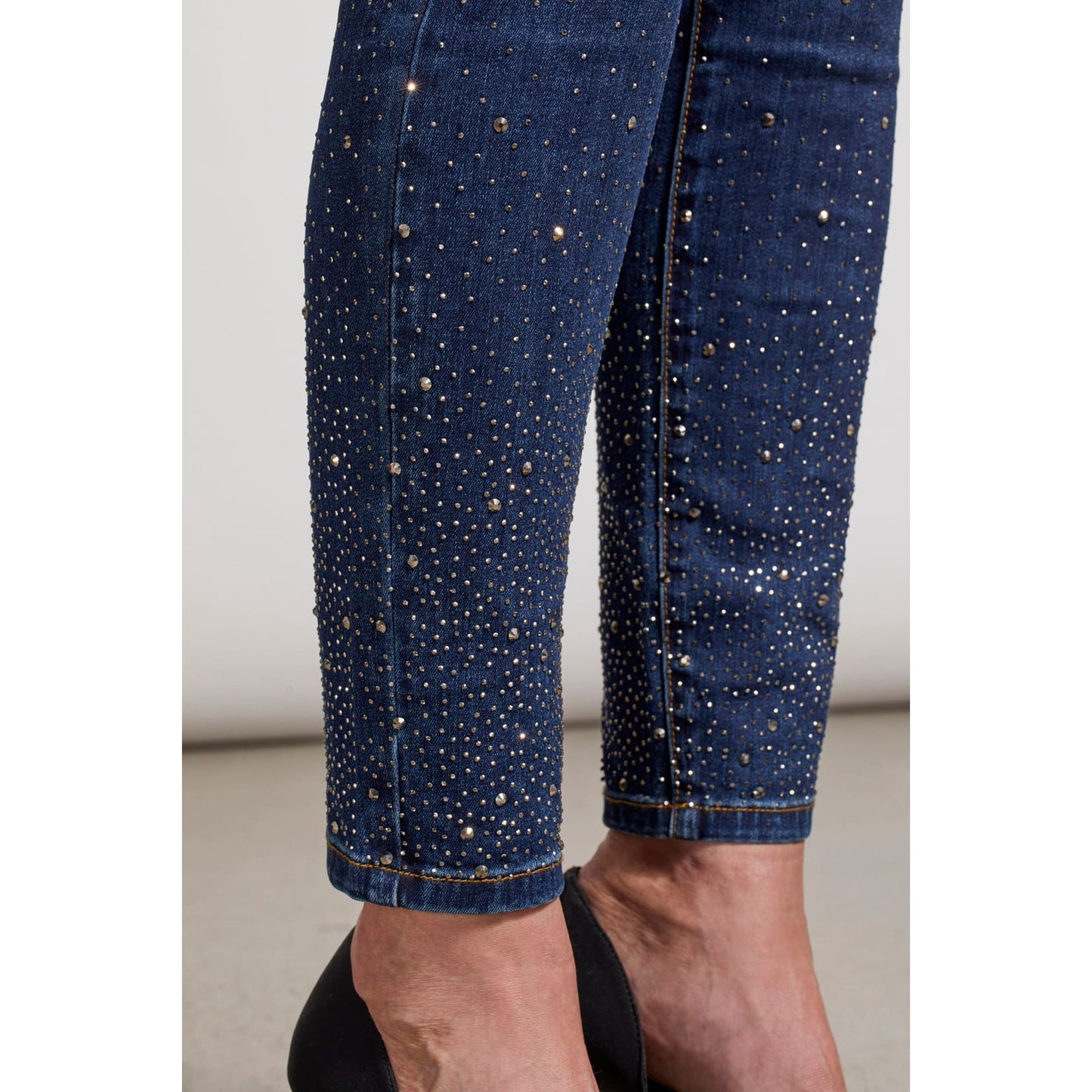 Tribal - 7939O-2020 AUDREY PULL ON SKINNY W/RHINESTONES-DEEP SKY - Pants