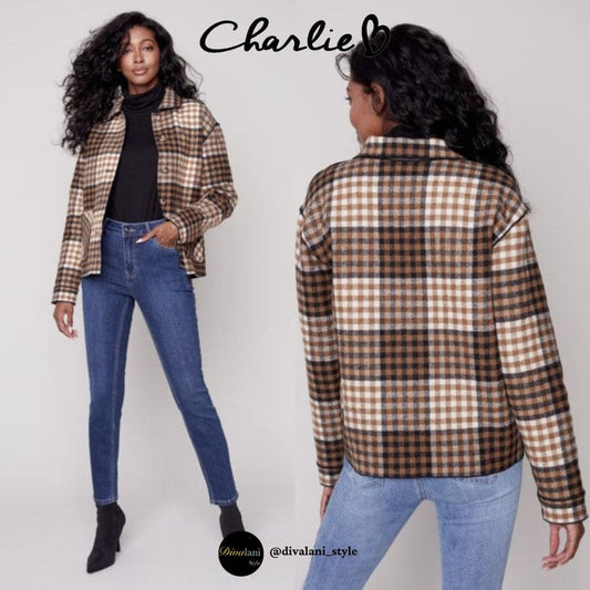 Charlie B - C6185RR-134B Reversible Plaid Jacket - Jackets and Coats