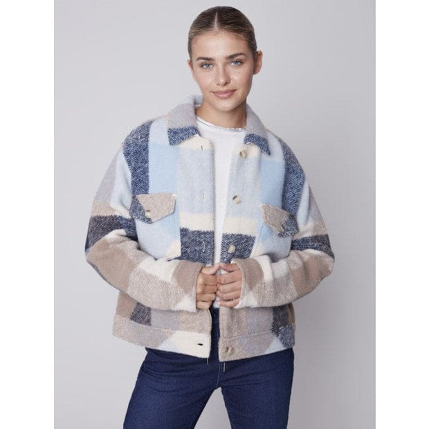 Charlie B - C6210R Short Plaid Boiled Wool Jacket - Jackets and Coats