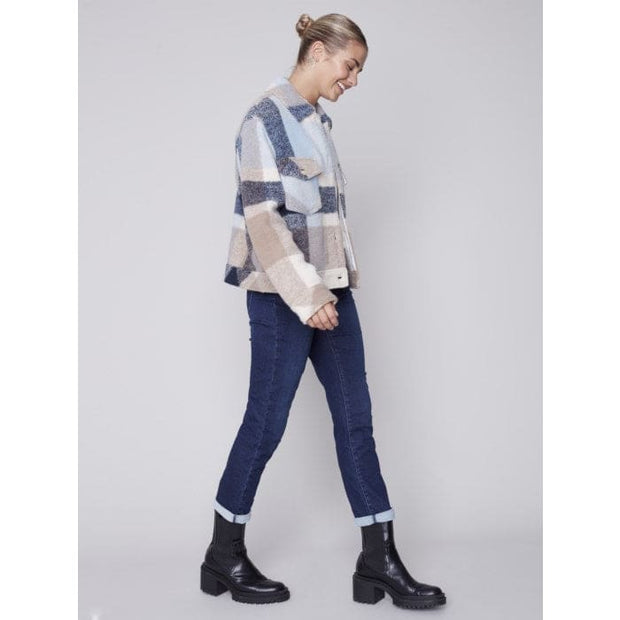 Charlie B - C6210R Short Plaid Boiled Wool Jacket - Jackets and Coats